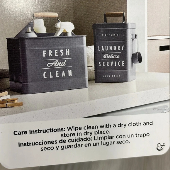 NWT Better Homes & Gardens Gray Carbon Steel Laundry Detergent Holder with Scoop - Picture 9 of 12